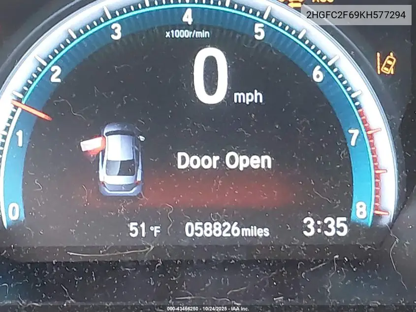 2HGFC2F69KH577294 2019 Honda Civic Lx