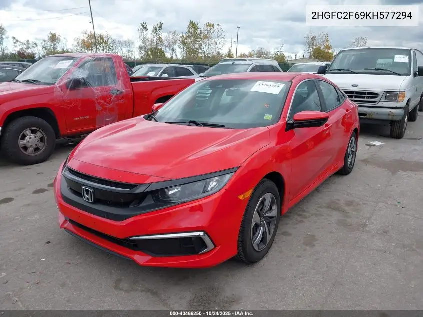 2HGFC2F69KH577294 2019 Honda Civic Lx