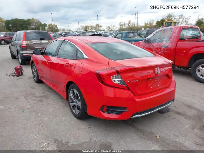 2HGFC2F69KH577294 2019 Honda Civic Lx