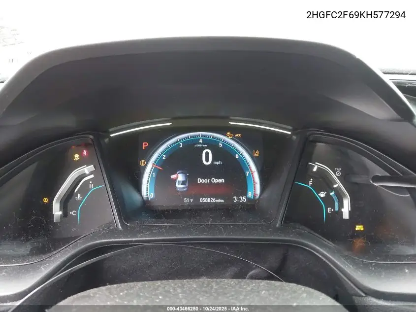 2HGFC2F69KH577294 2019 Honda Civic Lx