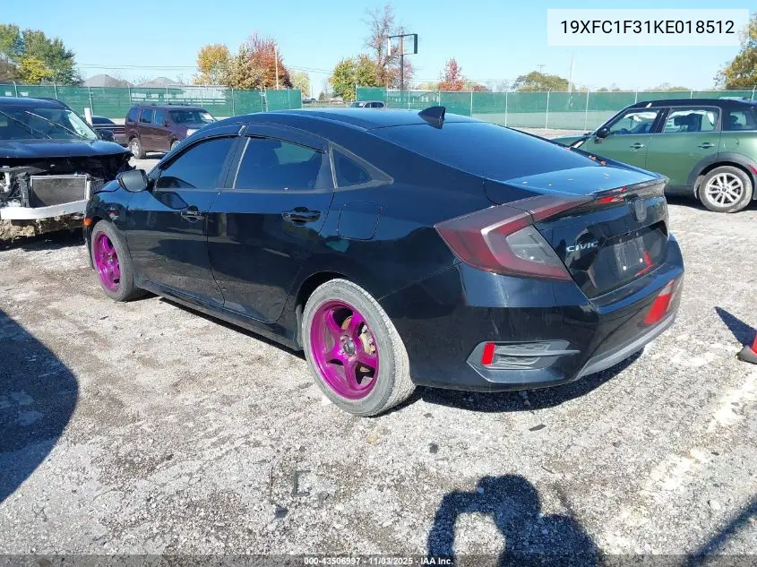 19XFC1F31KE018512 2019 Honda Civic Ex