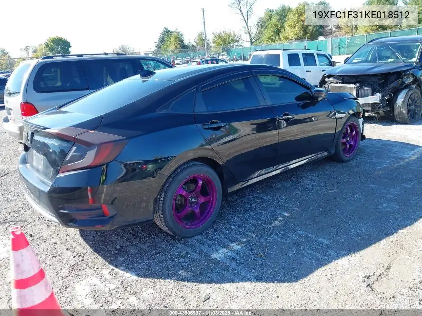 19XFC1F31KE018512 2019 Honda Civic Ex