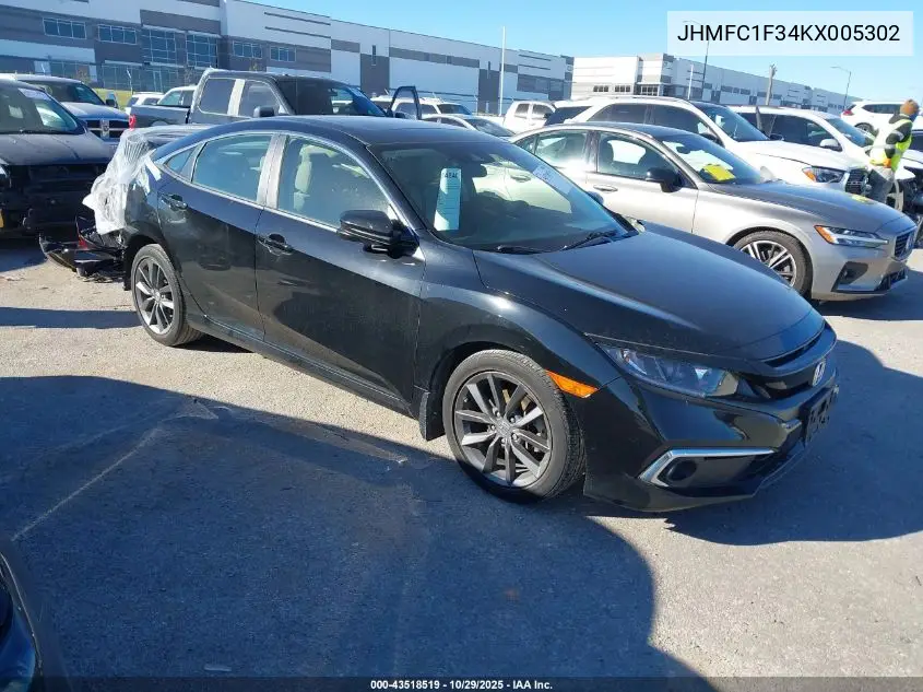 JHMFC1F34KX005302 2019 Honda Civic Ex