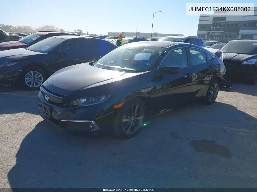 JHMFC1F34KX005302 2019 Honda Civic Ex