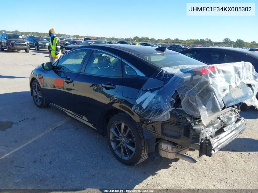JHMFC1F34KX005302 2019 Honda Civic Ex