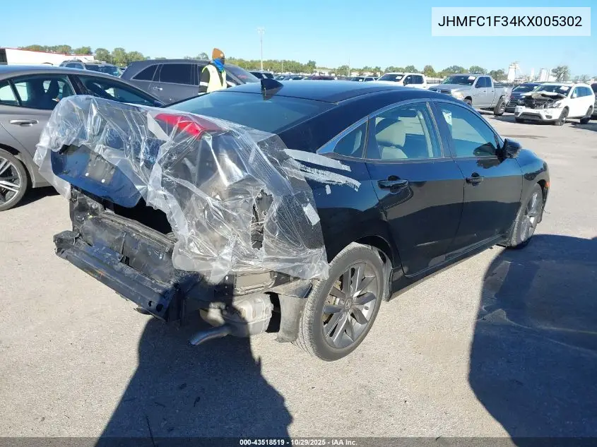 JHMFC1F34KX005302 2019 Honda Civic Ex