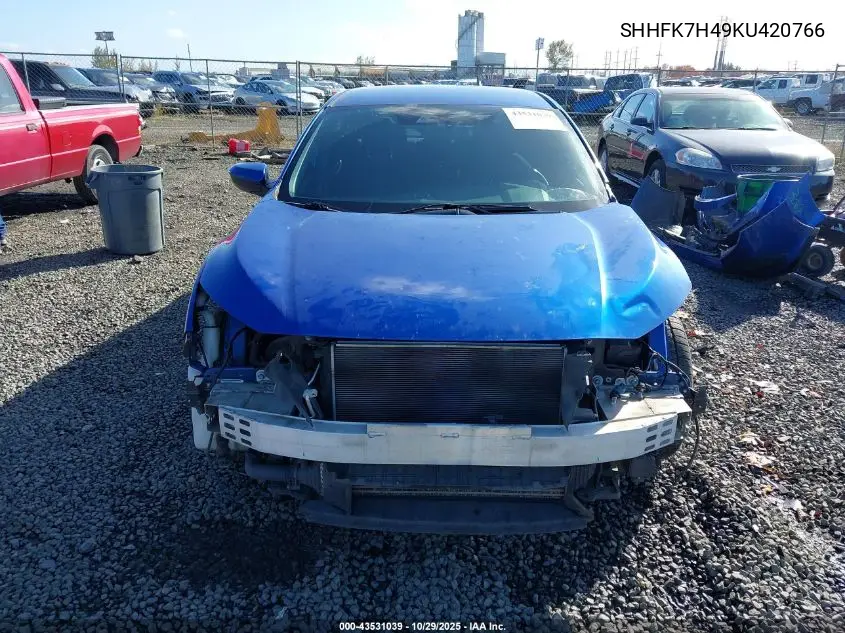 SHHFK7H49KU420766 2019 Honda Civic Sport