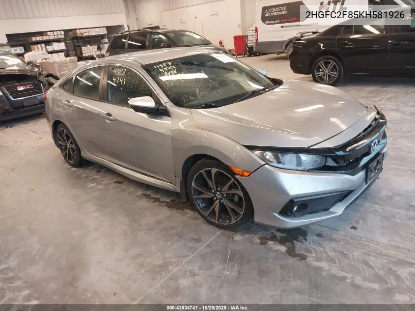 2HGFC2F85KH581926 2019 Honda Civic Sport