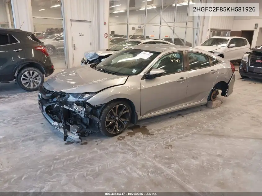 2HGFC2F85KH581926 2019 Honda Civic Sport