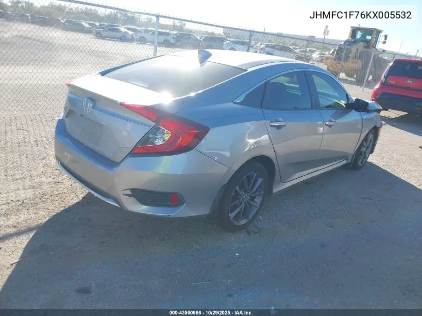 JHMFC1F76KX005532 2019 Honda Civic Ex-L