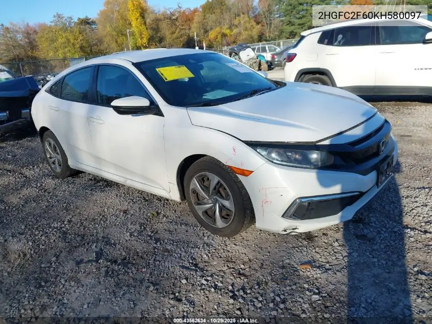 2HGFC2F60KH580097 2019 Honda Civic Lx