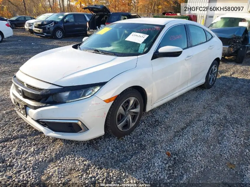 2HGFC2F60KH580097 2019 Honda Civic Lx