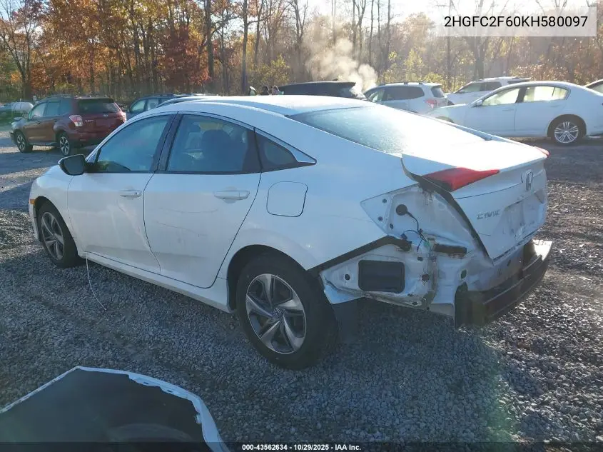 2HGFC2F60KH580097 2019 Honda Civic Lx