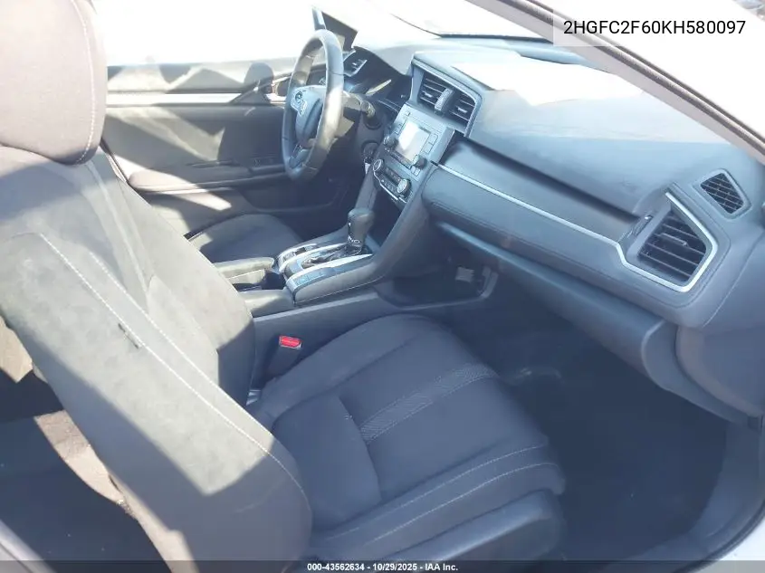 2HGFC2F60KH580097 2019 Honda Civic Lx
