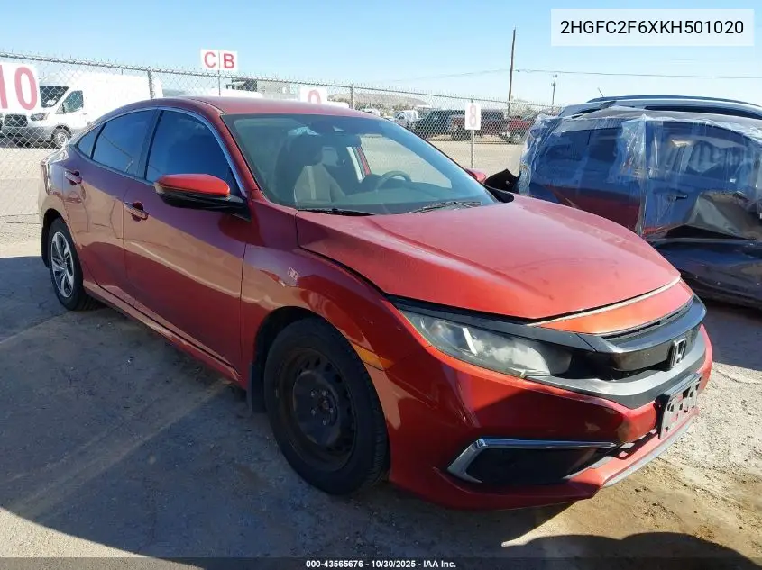 2HGFC2F6XKH501020 2019 Honda Civic Lx