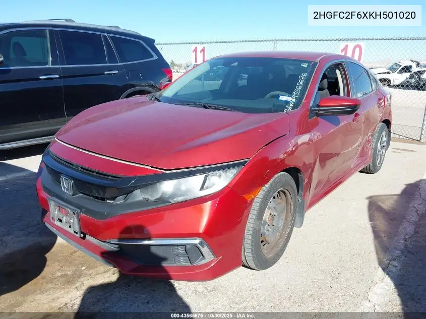 2HGFC2F6XKH501020 2019 Honda Civic Lx