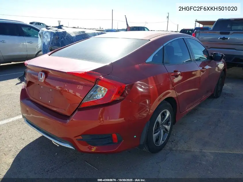 2HGFC2F6XKH501020 2019 Honda Civic Lx