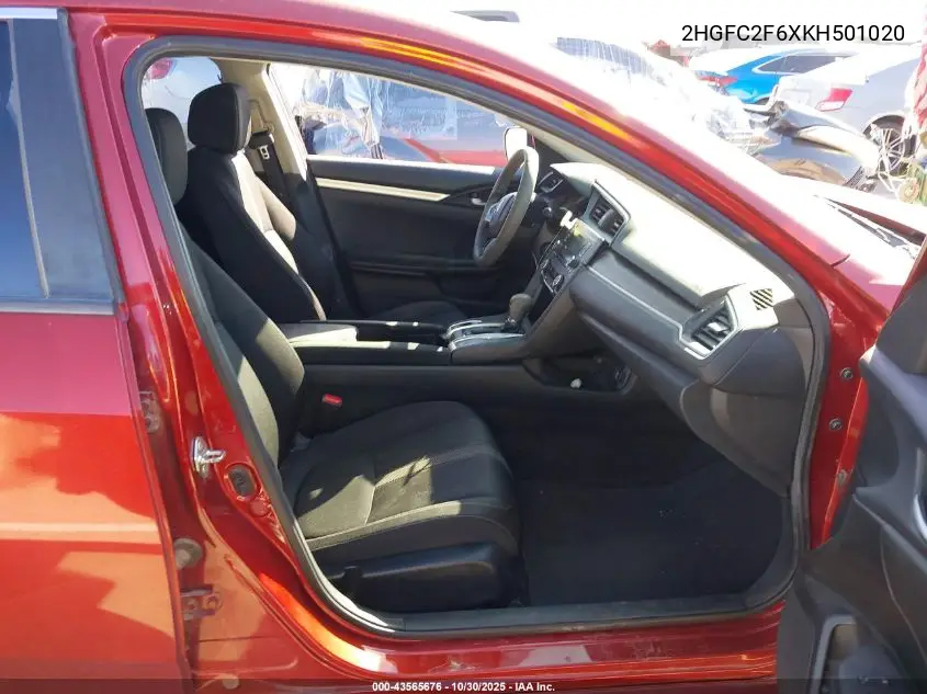 2HGFC2F6XKH501020 2019 Honda Civic Lx