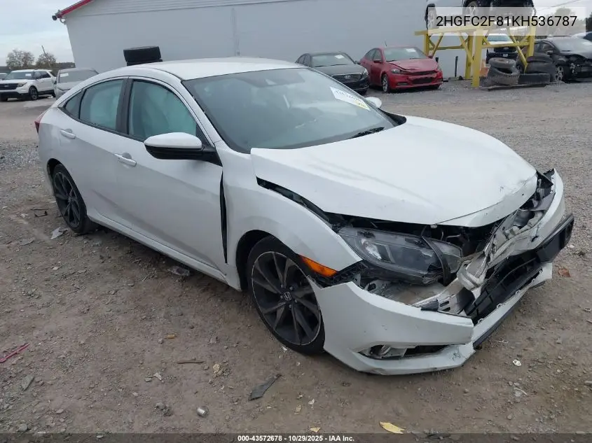 2HGFC2F81KH536787 2019 Honda Civic Sport