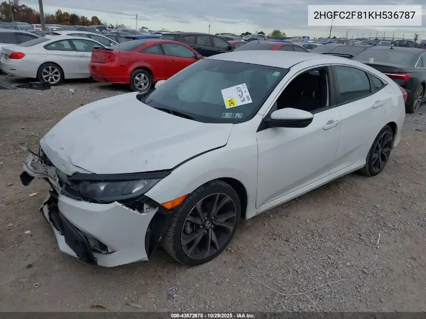 2HGFC2F81KH536787 2019 Honda Civic Sport