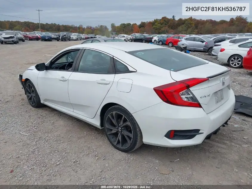 2HGFC2F81KH536787 2019 Honda Civic Sport