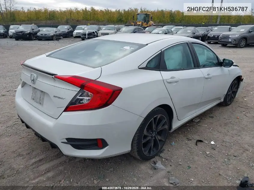2HGFC2F81KH536787 2019 Honda Civic Sport
