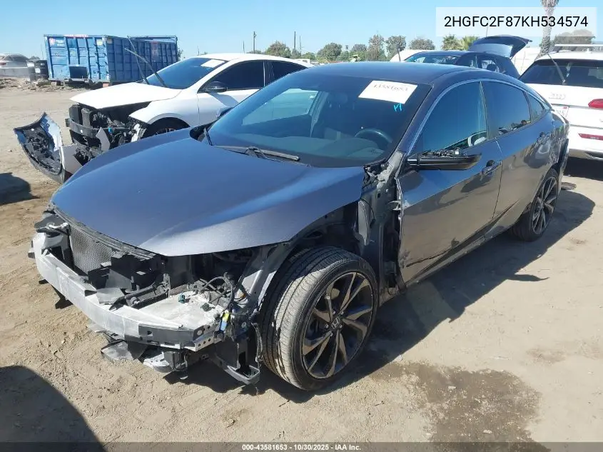 2HGFC2F87KH534574 2019 Honda Civic Sport