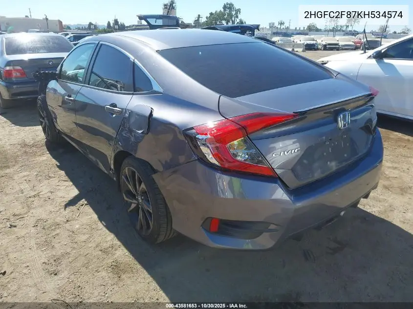 2HGFC2F87KH534574 2019 Honda Civic Sport