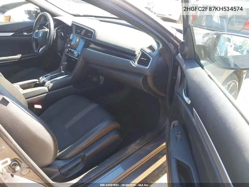 2HGFC2F87KH534574 2019 Honda Civic Sport
