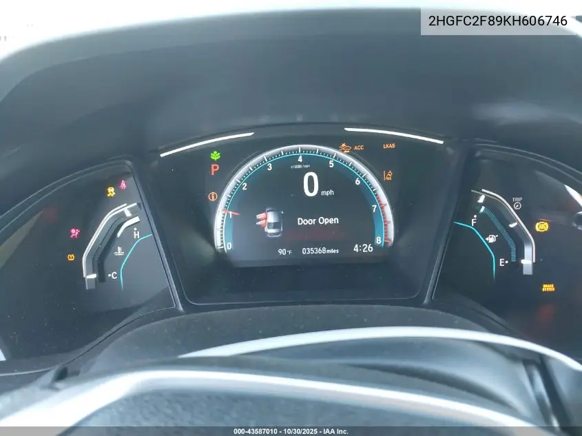 2HGFC2F89KH606746 2019 Honda Civic Sport