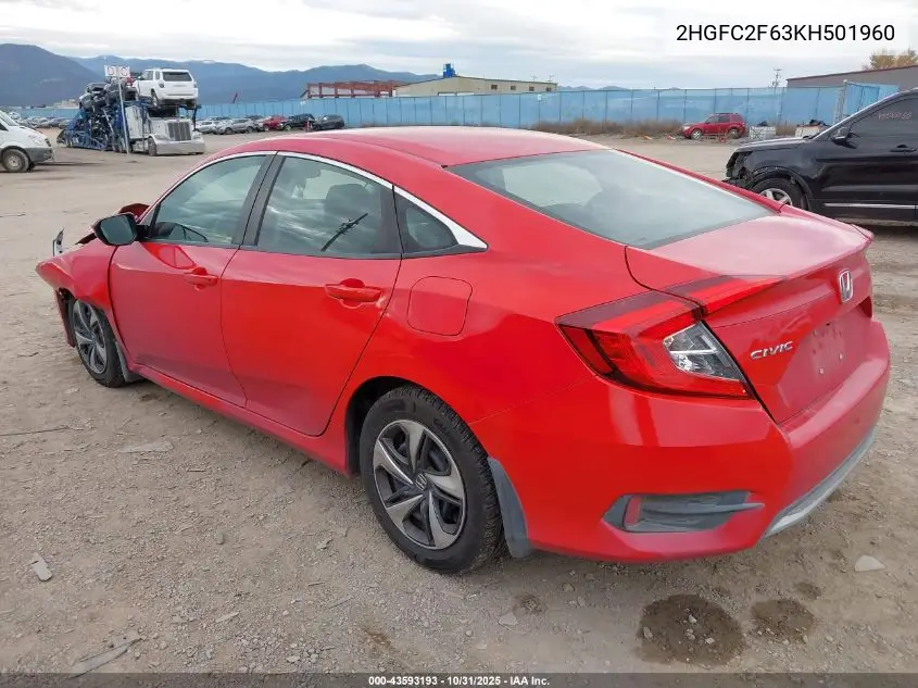 2HGFC2F63KH501960 2019 Honda Civic Lx