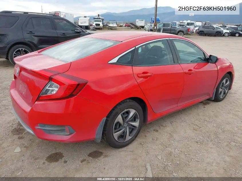 2HGFC2F63KH501960 2019 Honda Civic Lx