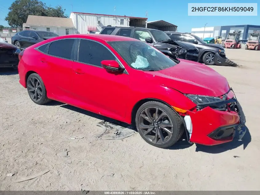 2HGFC2F86KH509049 2019 Honda Civic Sport