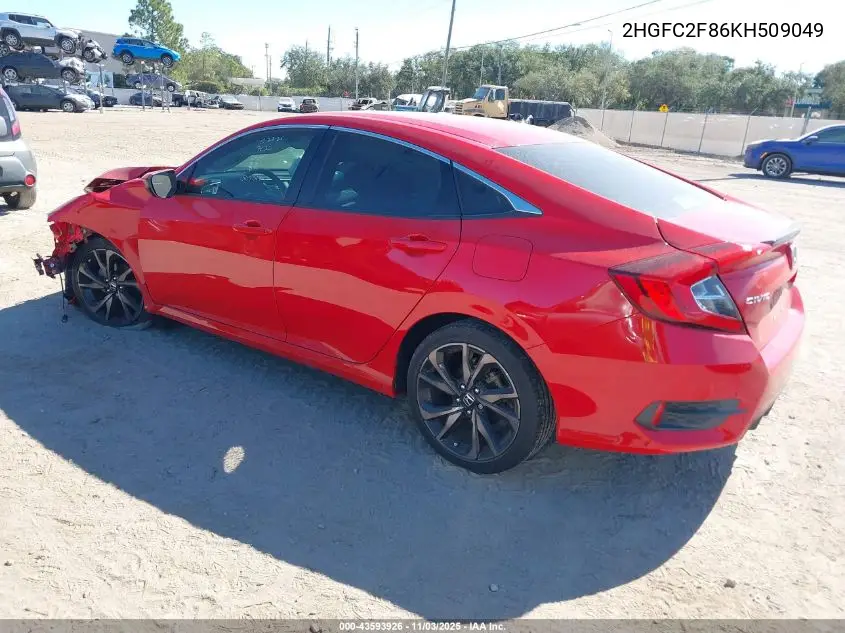 2HGFC2F86KH509049 2019 Honda Civic Sport
