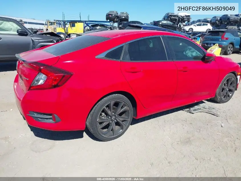 2HGFC2F86KH509049 2019 Honda Civic Sport