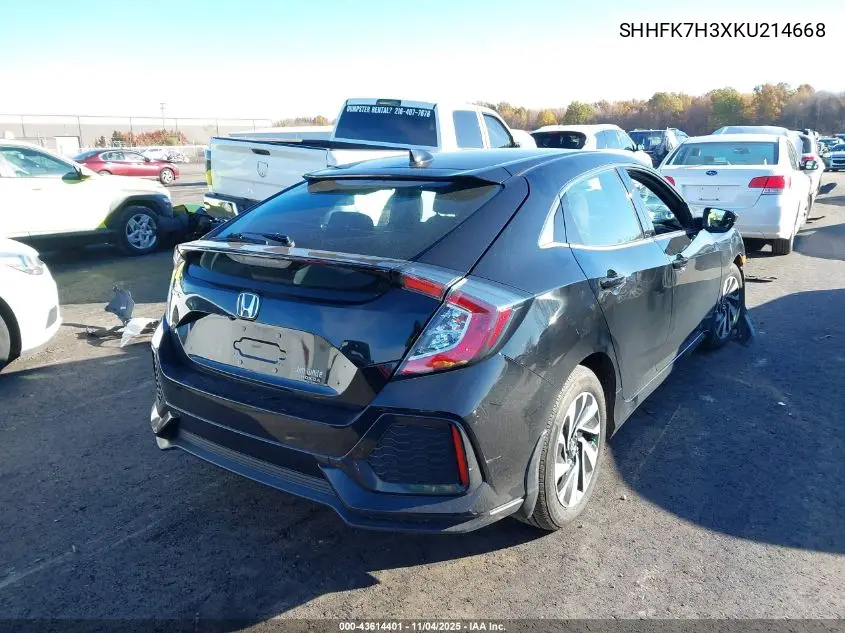 SHHFK7H3XKU214668 2019 Honda Civic Lx
