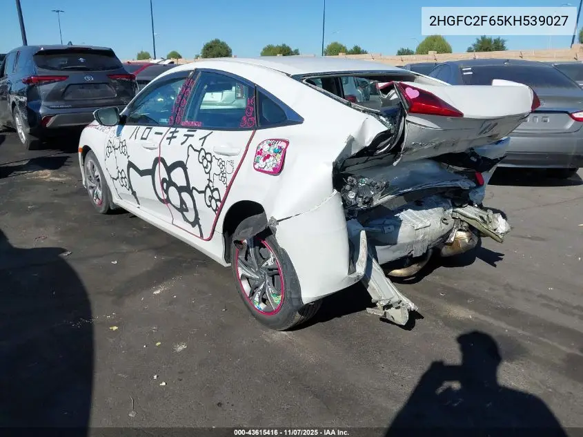 2HGFC2F65KH539027 2019 Honda Civic Lx