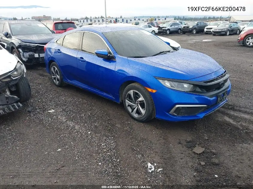 19XFC2F66KE200478 2019 Honda Civic Lx