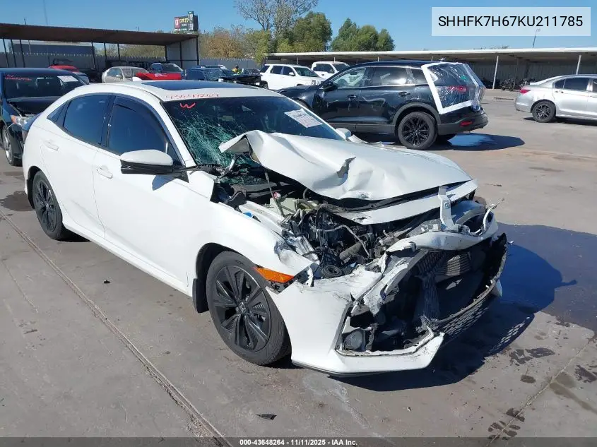 SHHFK7H67KU211785 2019 Honda Civic Ex