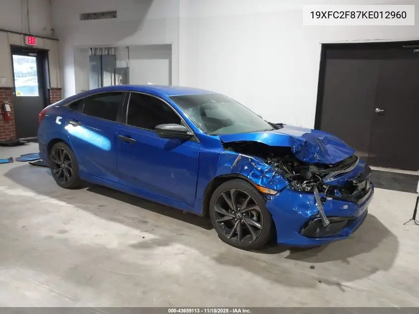 19XFC2F87KE012960 2019 Honda Civic Sport