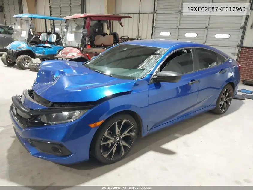 19XFC2F87KE012960 2019 Honda Civic Sport