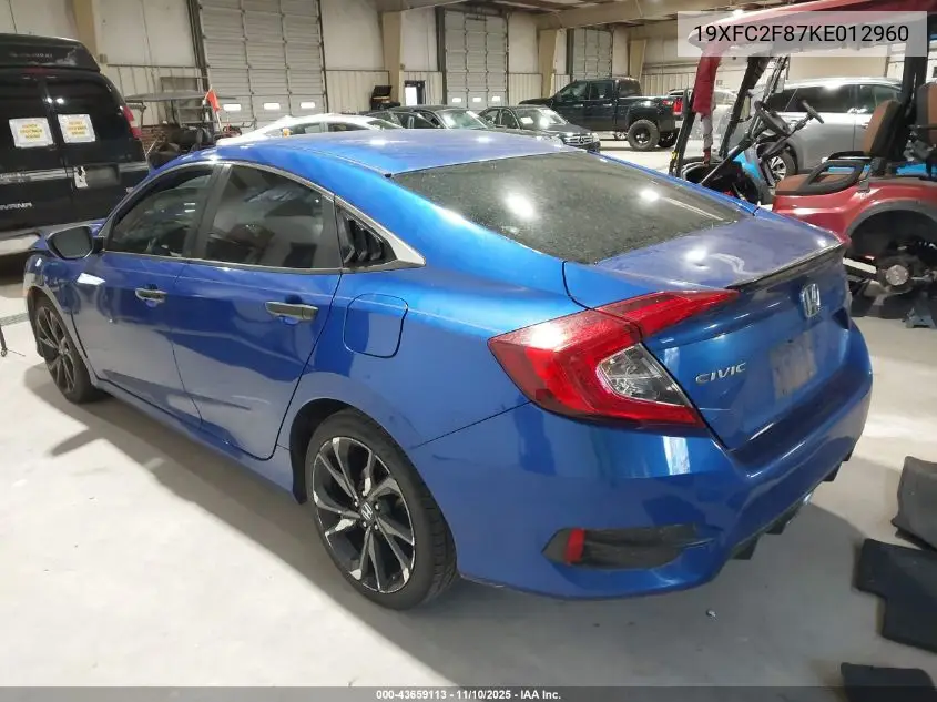 19XFC2F87KE012960 2019 Honda Civic Sport