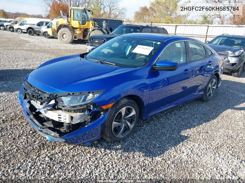 2HGFC2F60KH585784 2019 Honda Civic Lx