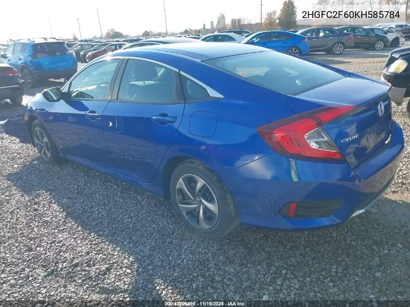 2HGFC2F60KH585784 2019 Honda Civic Lx