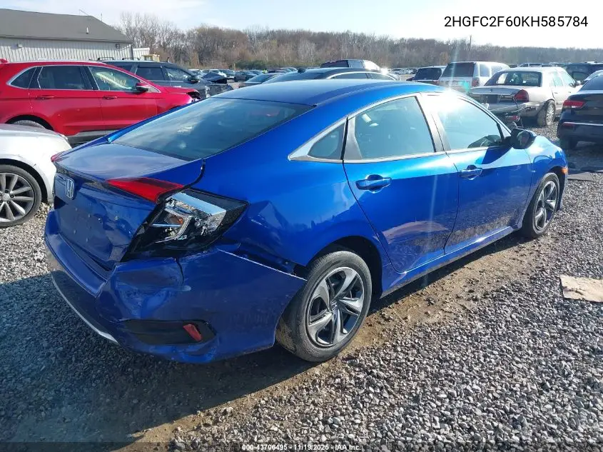 2HGFC2F60KH585784 2019 Honda Civic Lx