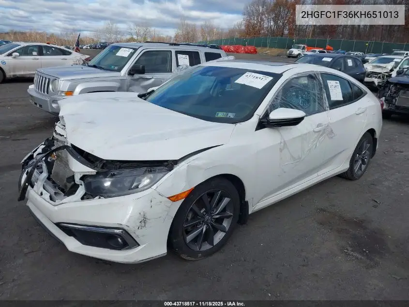 2HGFC1F36KH651013 2019 Honda Civic Ex