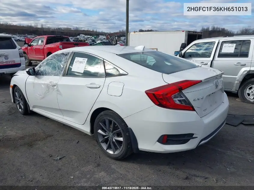 2HGFC1F36KH651013 2019 Honda Civic Ex