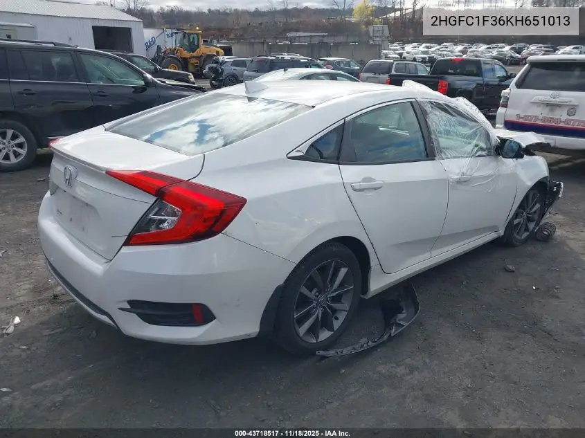 2HGFC1F36KH651013 2019 Honda Civic Ex