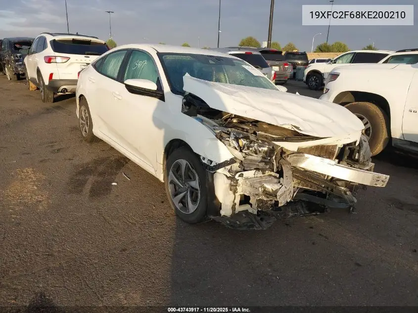 19XFC2F68KE200210 2019 Honda Civic Lx