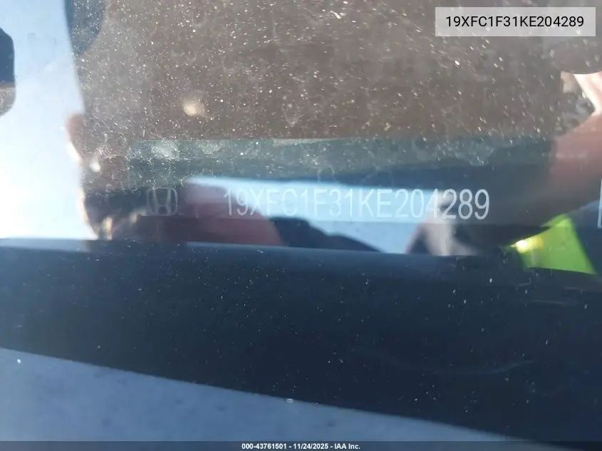 19XFC1F31KE204289 2019 Honda Civic Ex